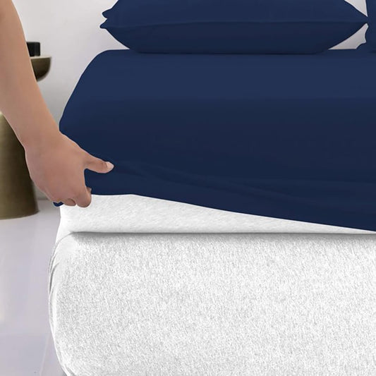 Cotton Fitted Sheet Dark Blue
