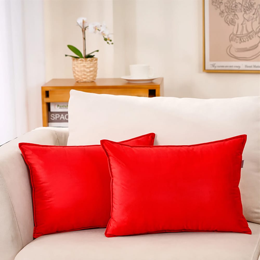 Premium Silk Pillow Covers – Red