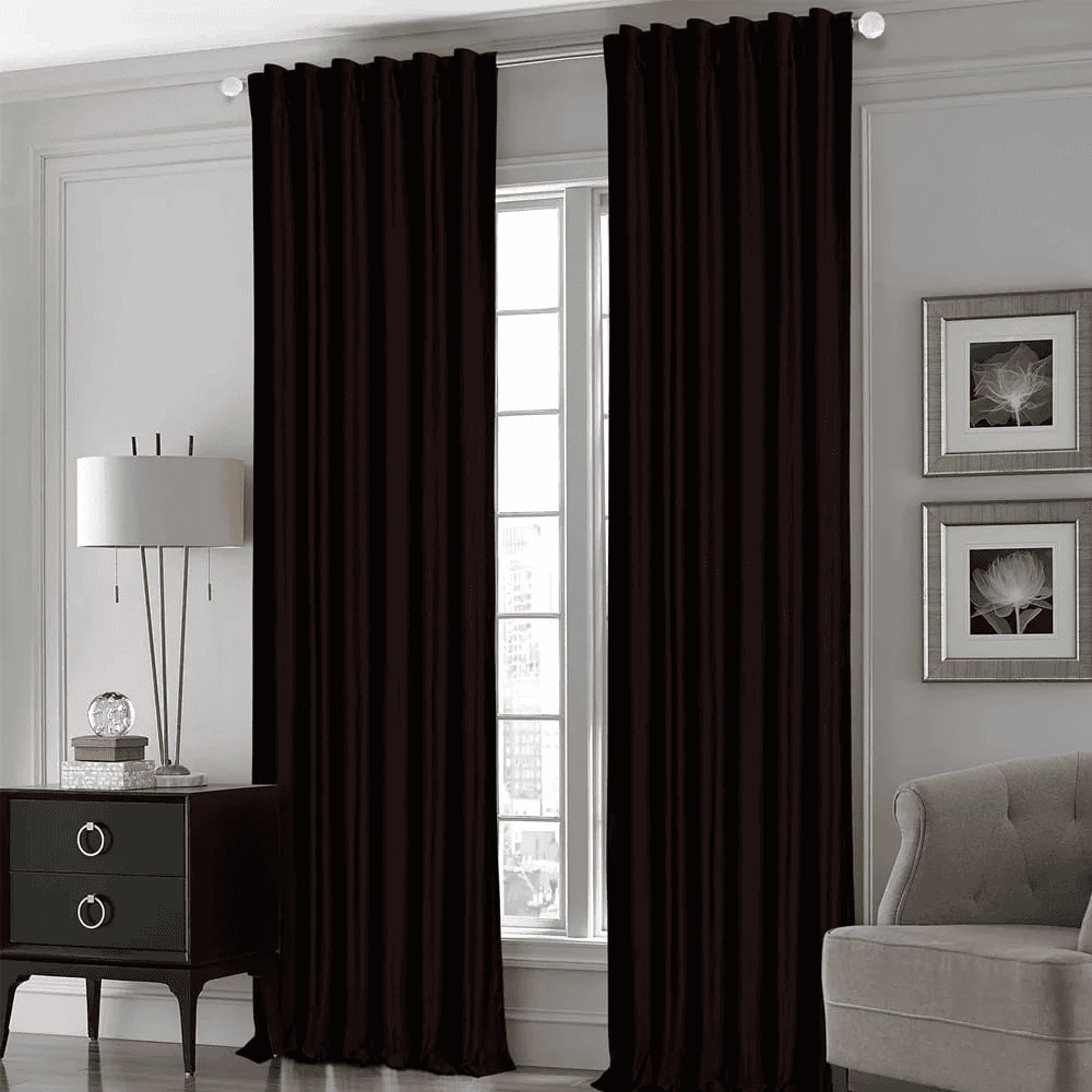 Premium Silk Curtains For Office & Home - Brown