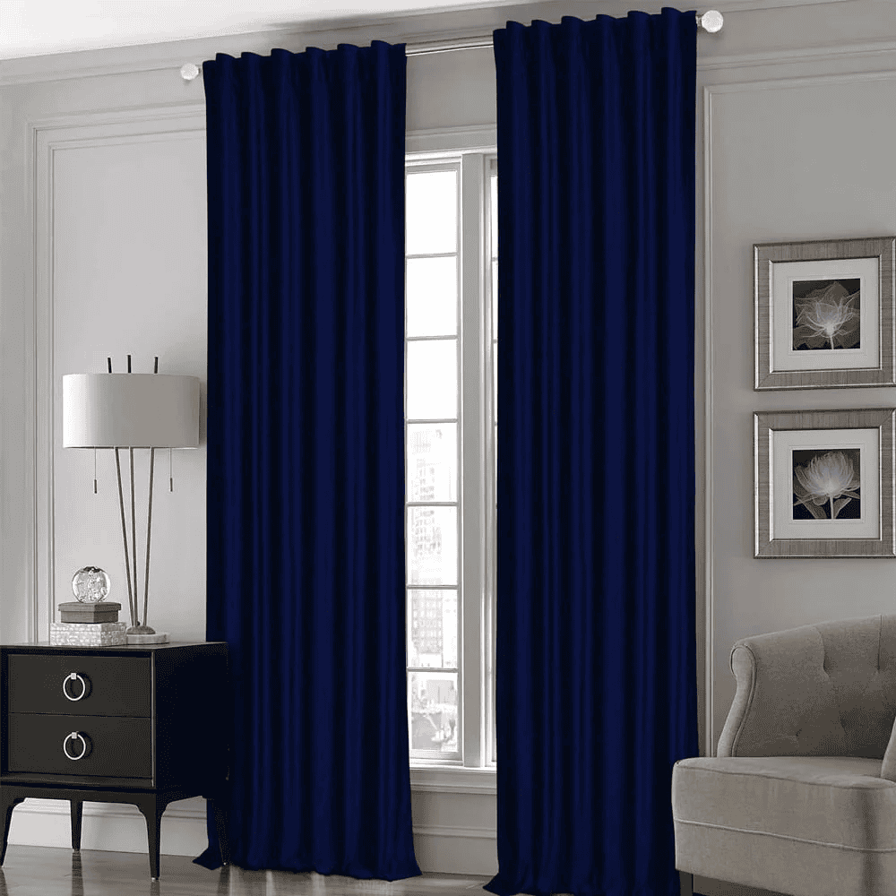 Premium Silk Curtains For Office & Home - Dark Blue
