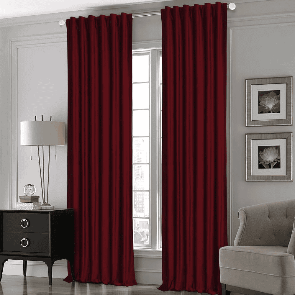 Premium Silk Curtains For Office & Home - Maroon