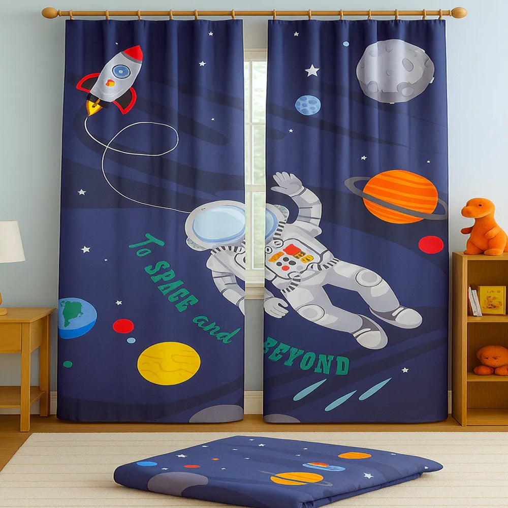 Astronaut & Space Shuttle Kids Room Curtain ( Not included 2 Curtains )