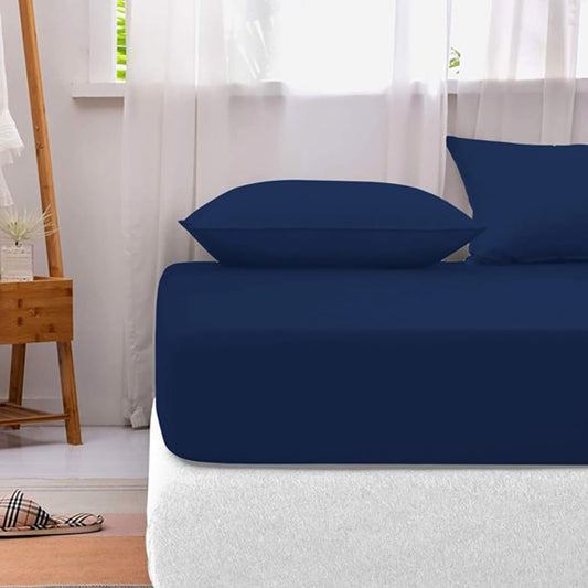 Cotton Fitted Sheet-Dark Blue