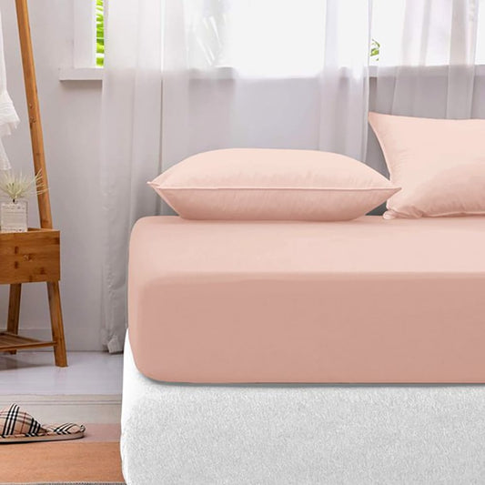 Cotton fitted sheet-Peach
