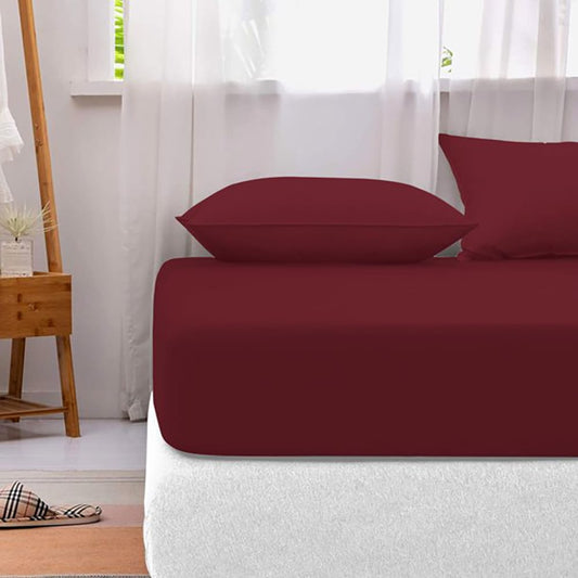 Cotton fitted sheet - Burgundy