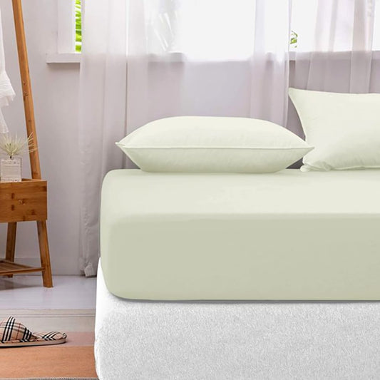 Cotton fitted sheet - Ivory
