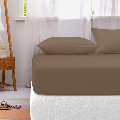 Cotton fitted sheet - Light Brown