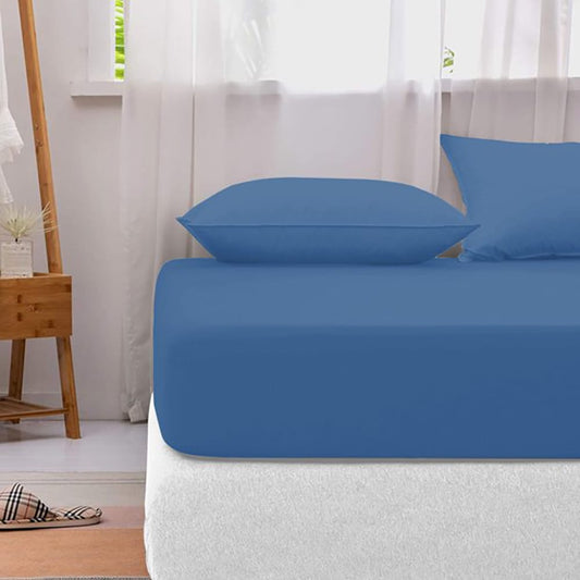 Cotton fitted sheet - Niagara Blue