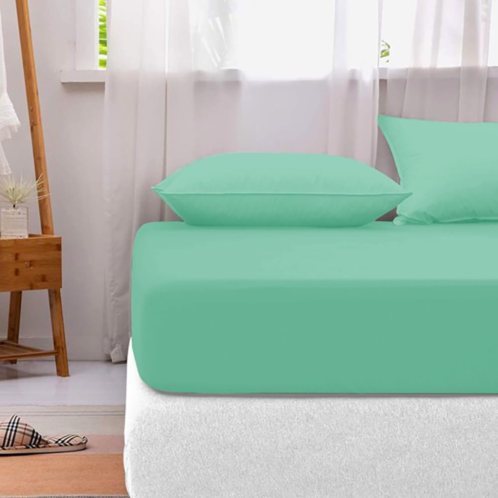 Cotton fitted sheet - Seafoam