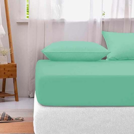 Cotton fitted sheet - Seafoam