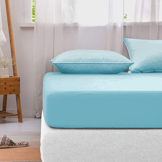 Cotton fitted sheet - Sky Blue