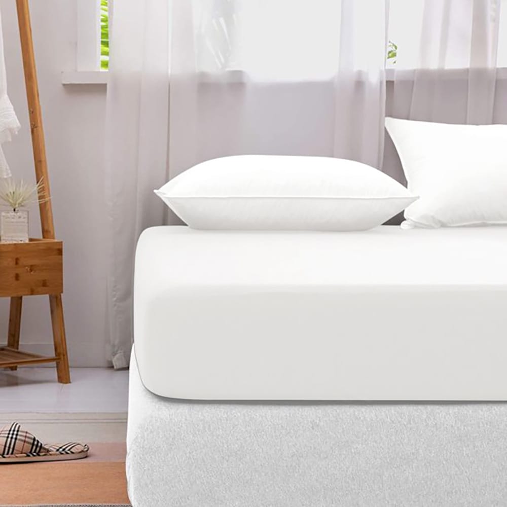Cotton fitted sheet - White