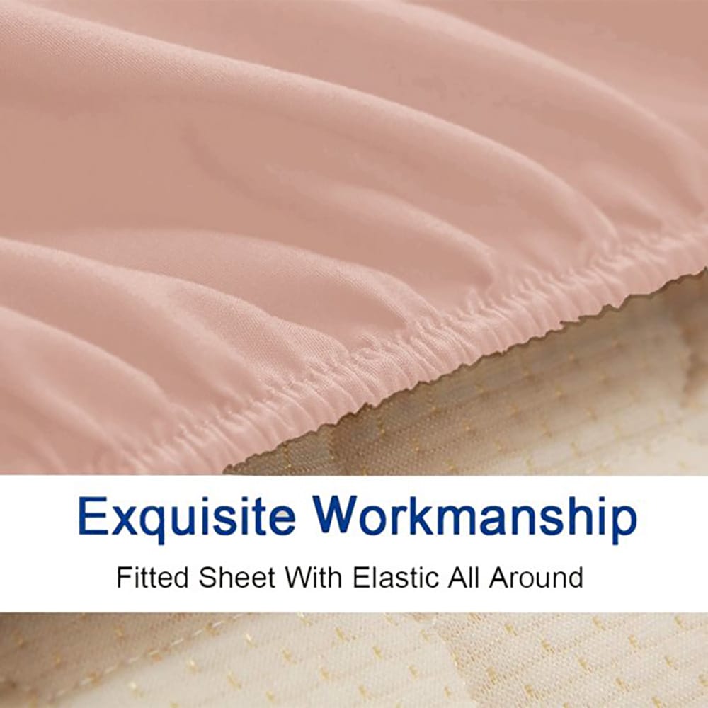 Solid Color Cotton Fitted Bed Sheet - Peach - TC 150
