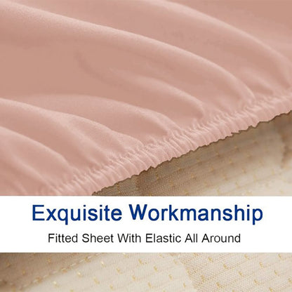 Solid Color Cotton Fitted Bed Sheet - Peach - TC 150