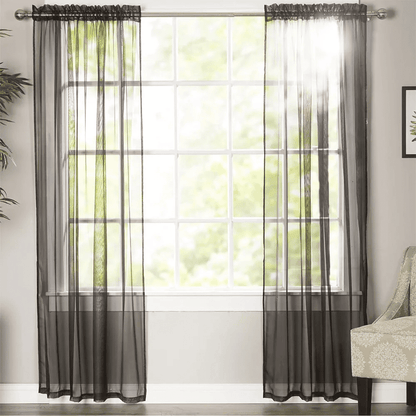 Net Curtains Polyester Sheer Panel - Black