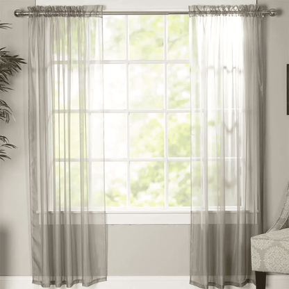 Net Curtains Polyester Sheer Panel - Grey