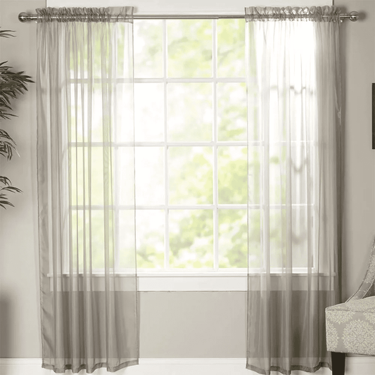 Net Curtains Polyester Sheer Panel - Grey