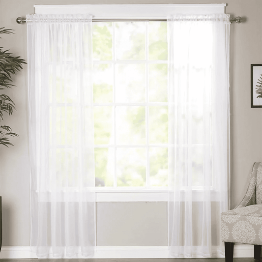 Net Curtains Polyester Sheer Panel - White