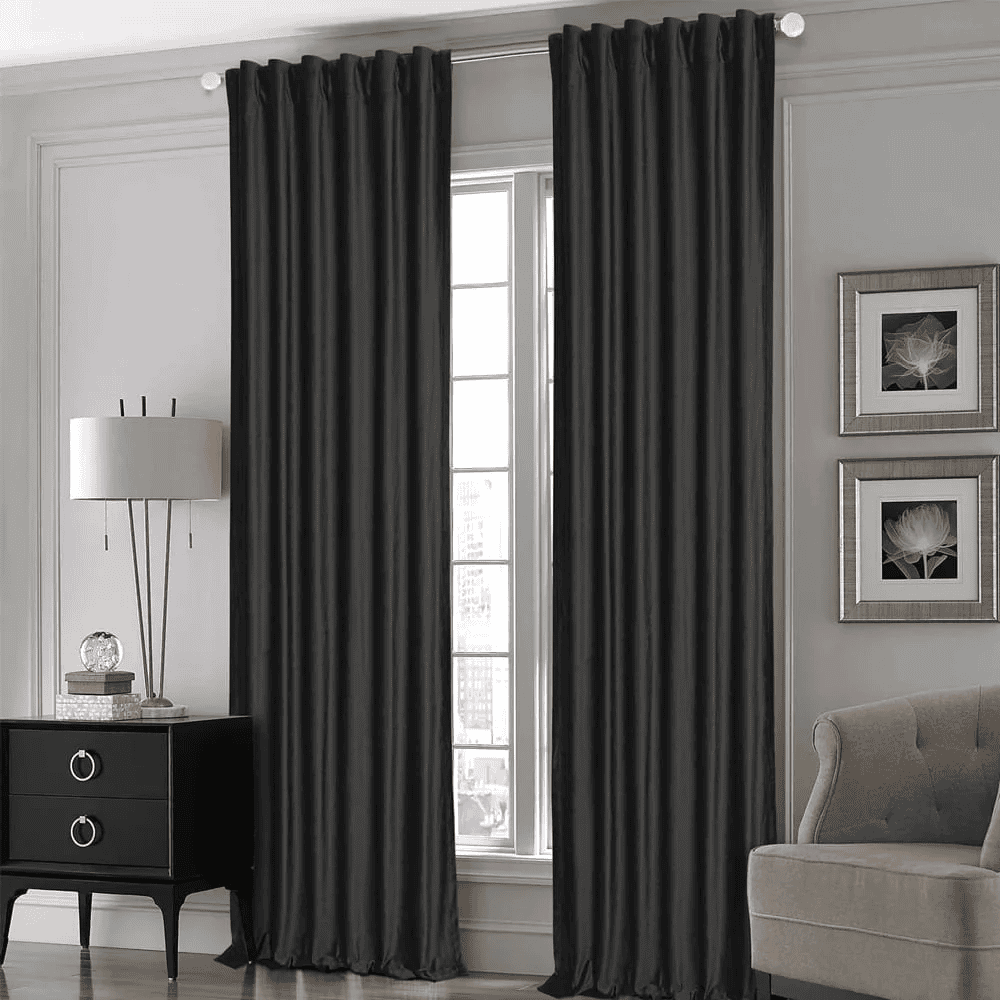 Premium Silk Curtains For Office & Home - Black