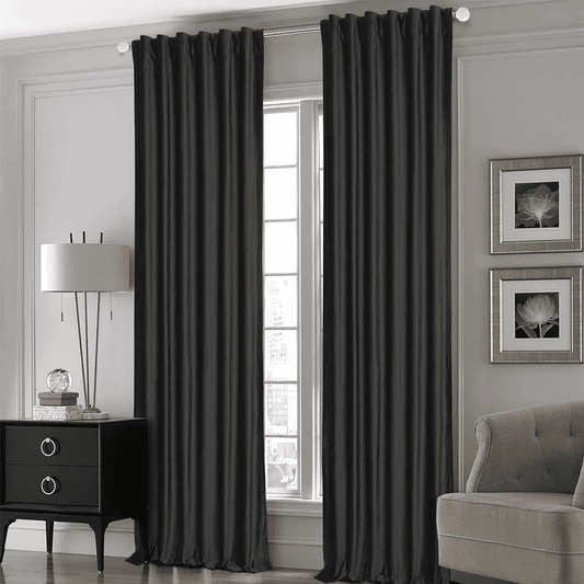 Premium Silk Curtains For Office & Home - Black