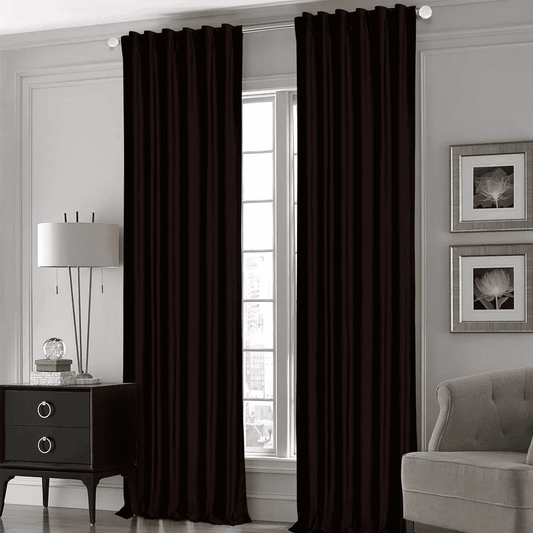Premium Silk Curtains For Office & Home - Brown