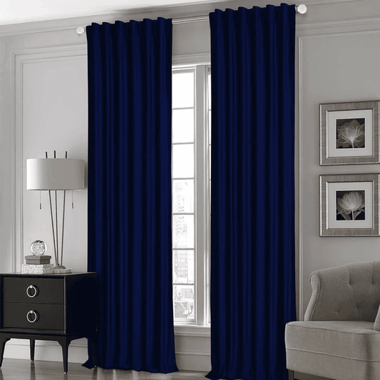 Premium Silk Curtains For Office & Home - Dark Blue