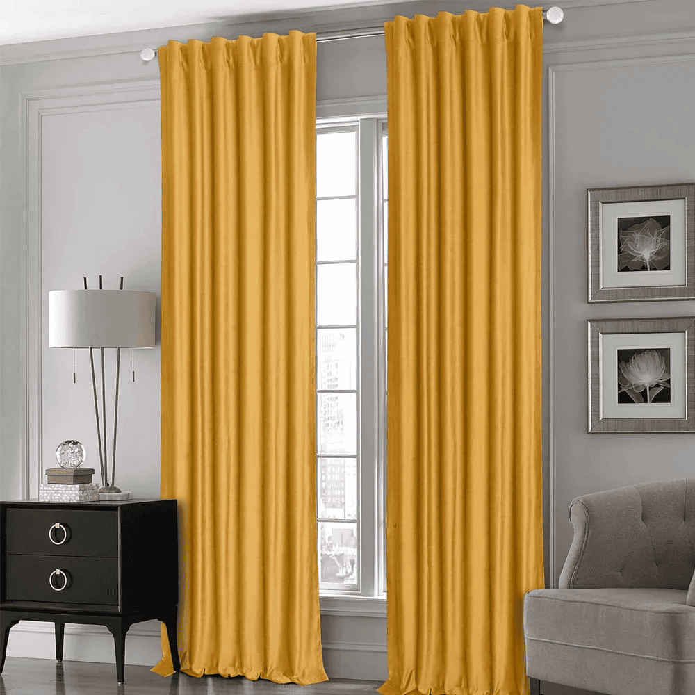 Premium Silk Curtains For Office & Home - Golden