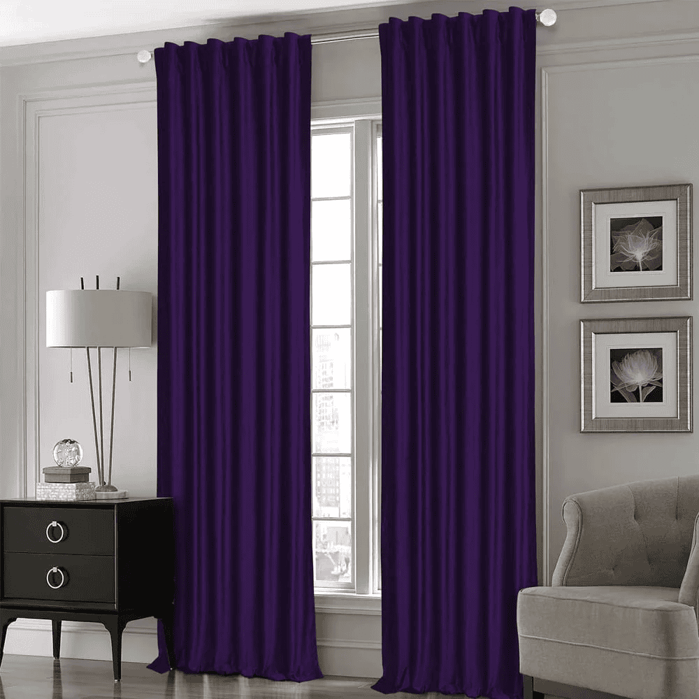 Premium Silk Curtains For Office & Home - Purple