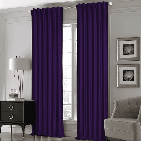 Premium Silk Curtains For Office & Home - Purple