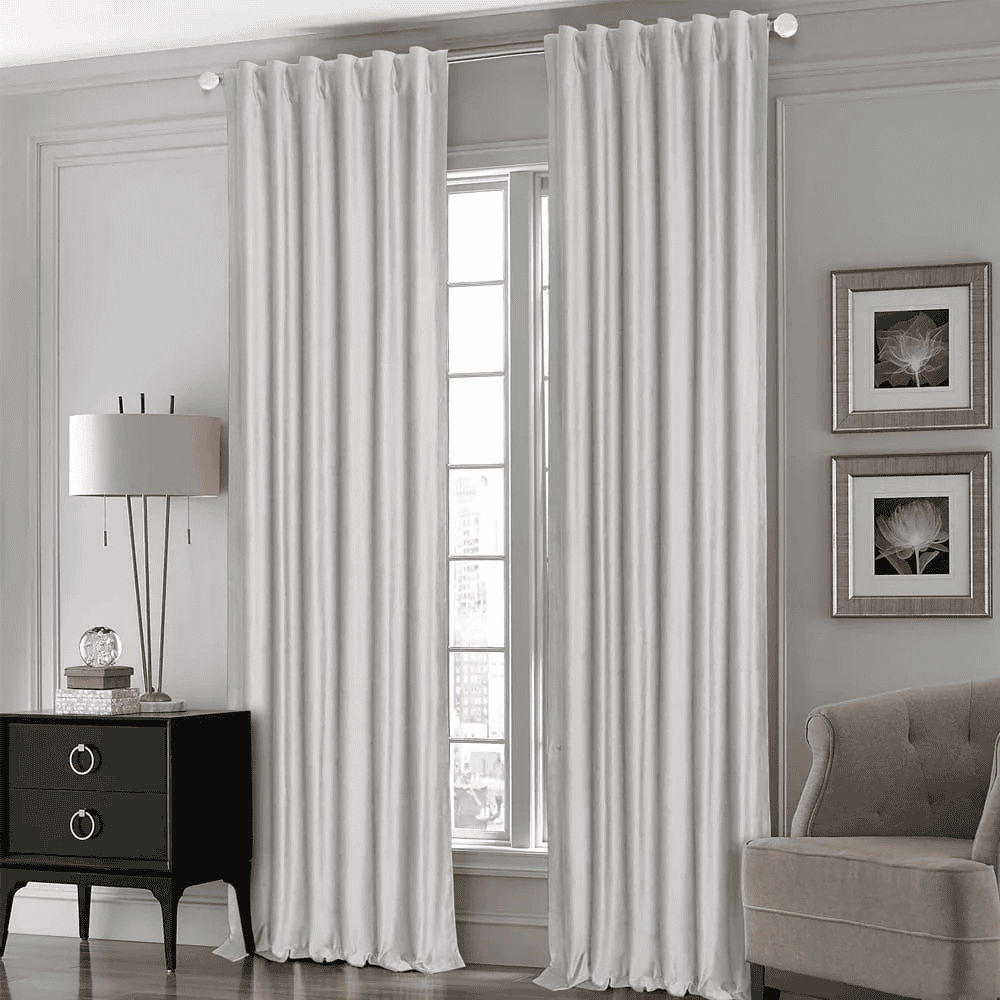 Premium Silk Curtains For Office & Home - Silver Grey