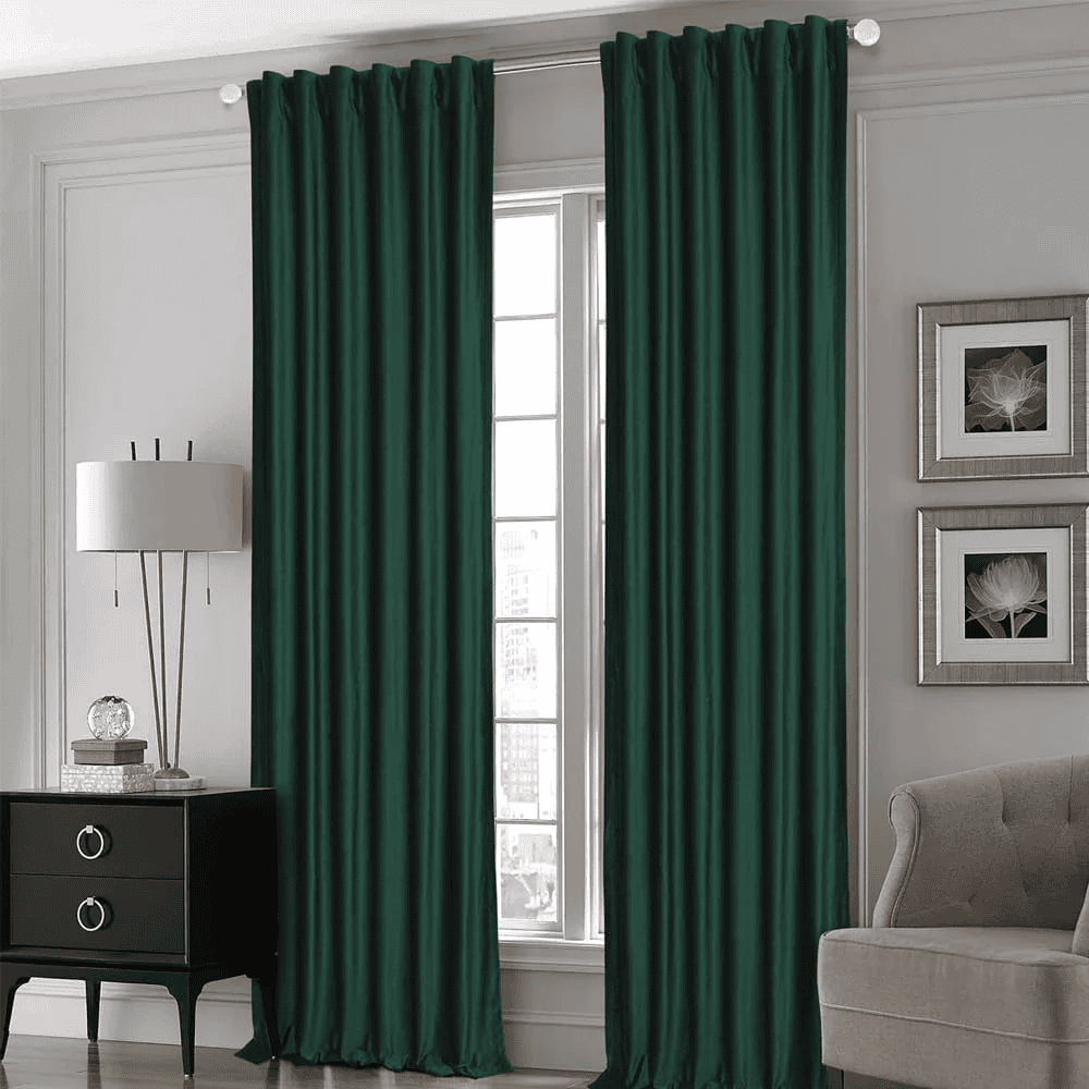Premium Silk Curtains For Office & Home - Teal
