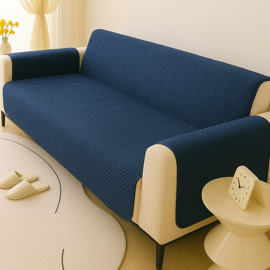Premium Ultrasonic Quilted Sofa Cover - Blue