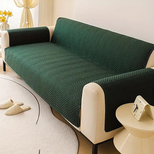 Premium Ultrasonic Quilted Sofa Cover - Green
