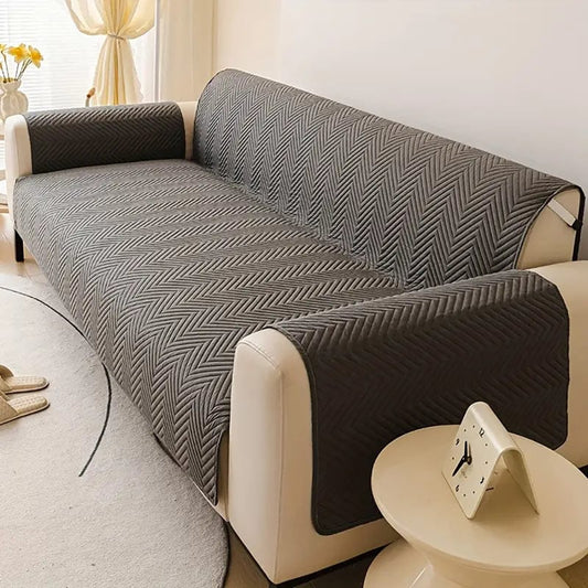 Premium Ultrasonic Quilted Sofa Cover - Grey