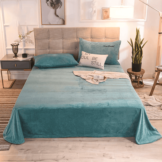 Premium Velvet Flat Bed Sheet - Sea Green