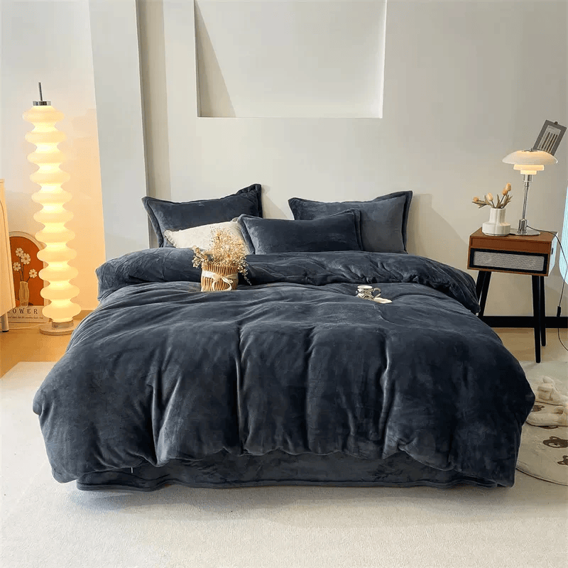 Premium Reversible Velvet Duvet Cover - Grey