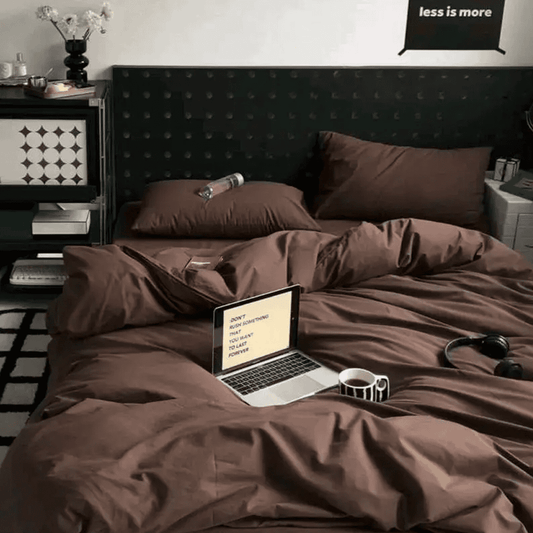 Reversible Rich Cotton Duvet Cover - Brown
