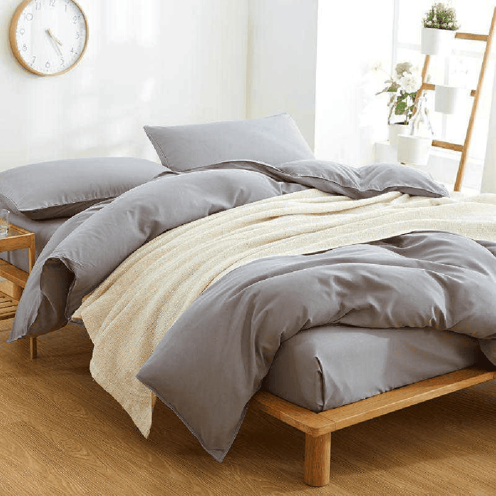 Reversible Rich Cotton Duvet Cover - Grey