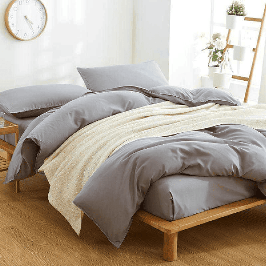 Reversible Rich Cotton Duvet Cover - Grey