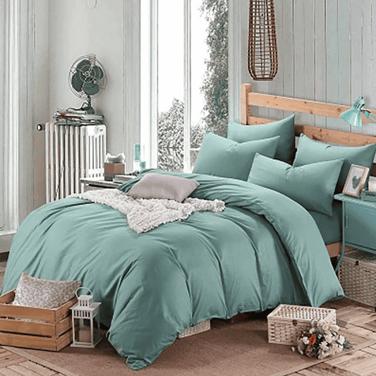 Reversible Rich Cotton Duvet Cover - Mint Green
