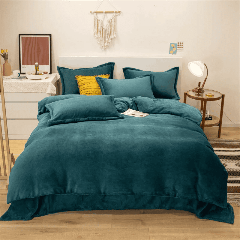 Reversible Velvet Duvet Cover - Teal