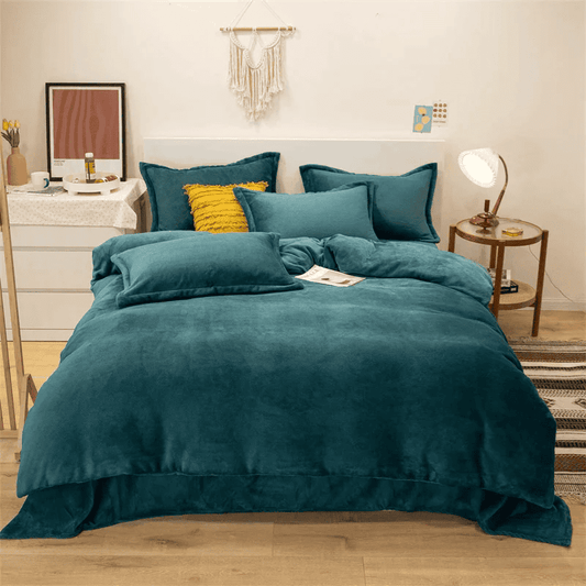 Reversible Velvet Duvet Cover - Teal