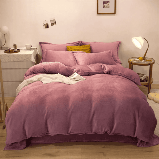 Reversible Velvet Duvet Cover - Warm Coral