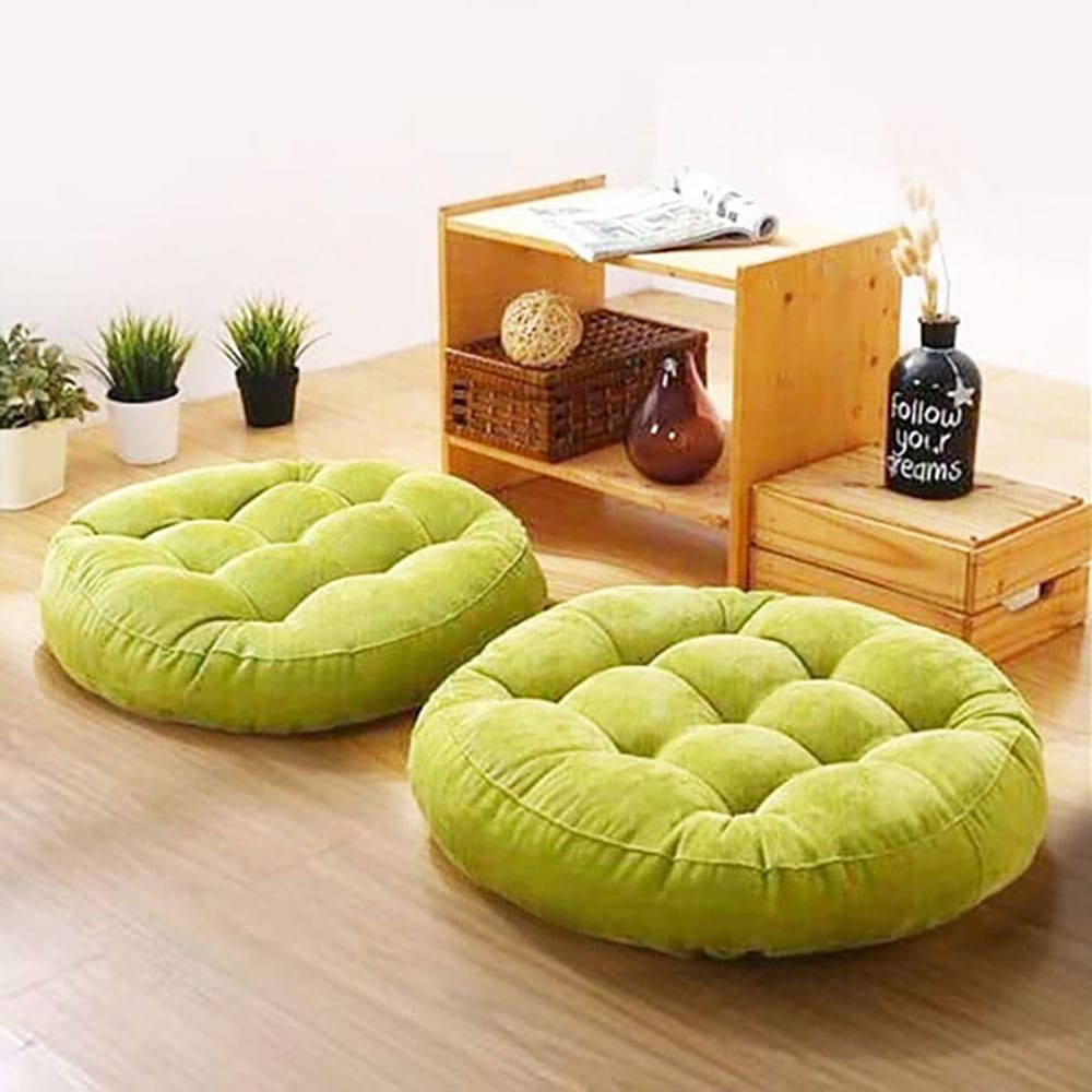 Round-Shape-Velvet-Floor-Cushions-Light-Green