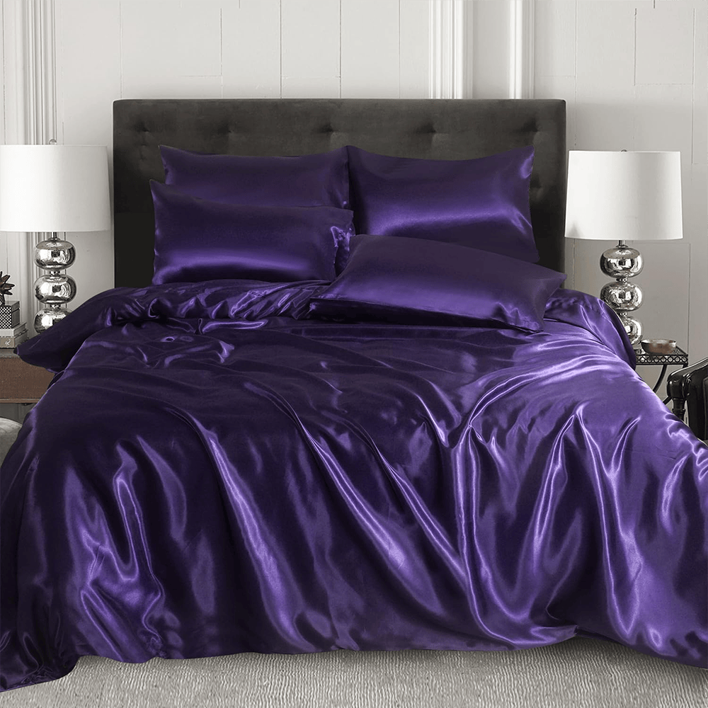 Satin Silk Duvet Cover - Aubergine