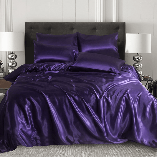Satin Silk Duvet Cover - Aubergine