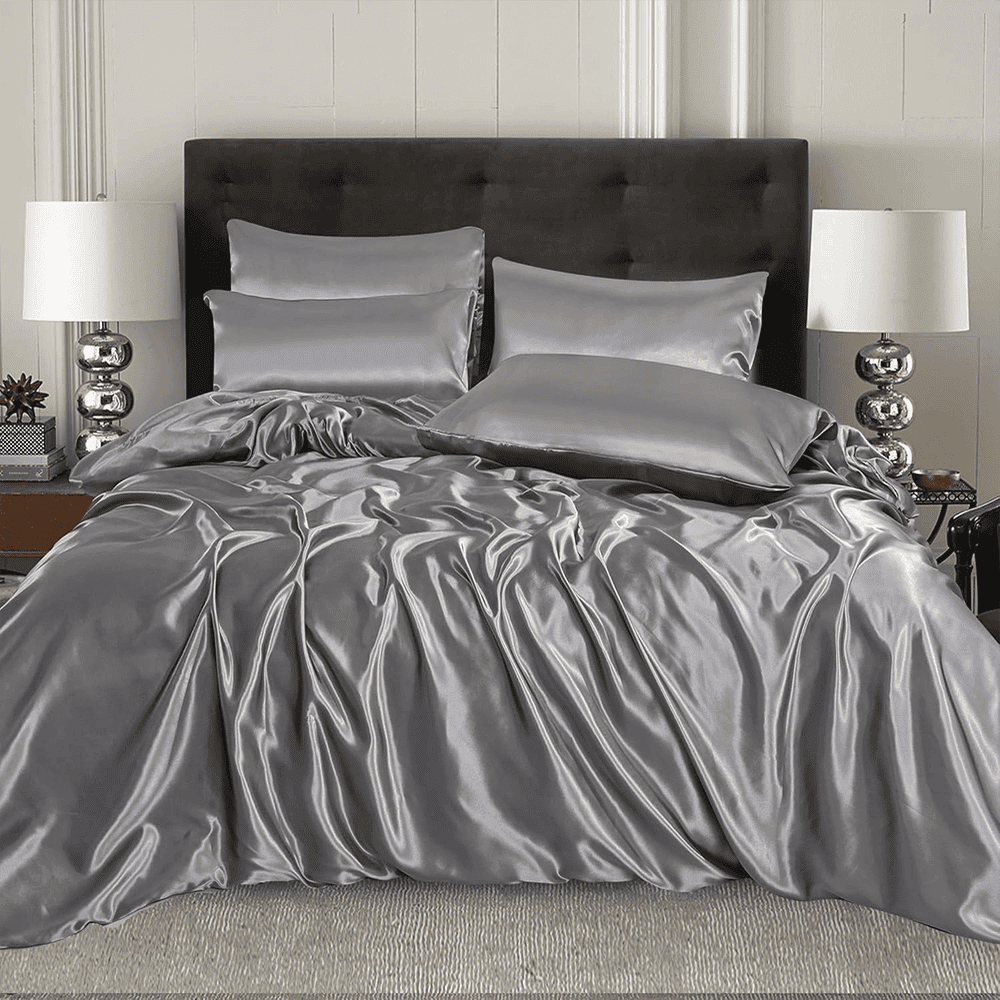 Satin Silk Duvet Cover - Grey