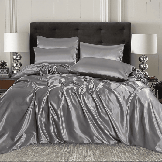 Satin Silk Duvet Cover - Grey