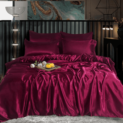 Satin Silk Duvet Cover - Maroon
