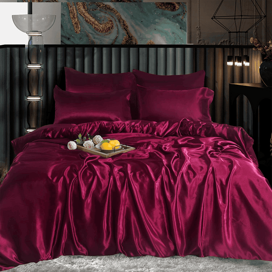 Satin Silk Duvet Cover - Maroon